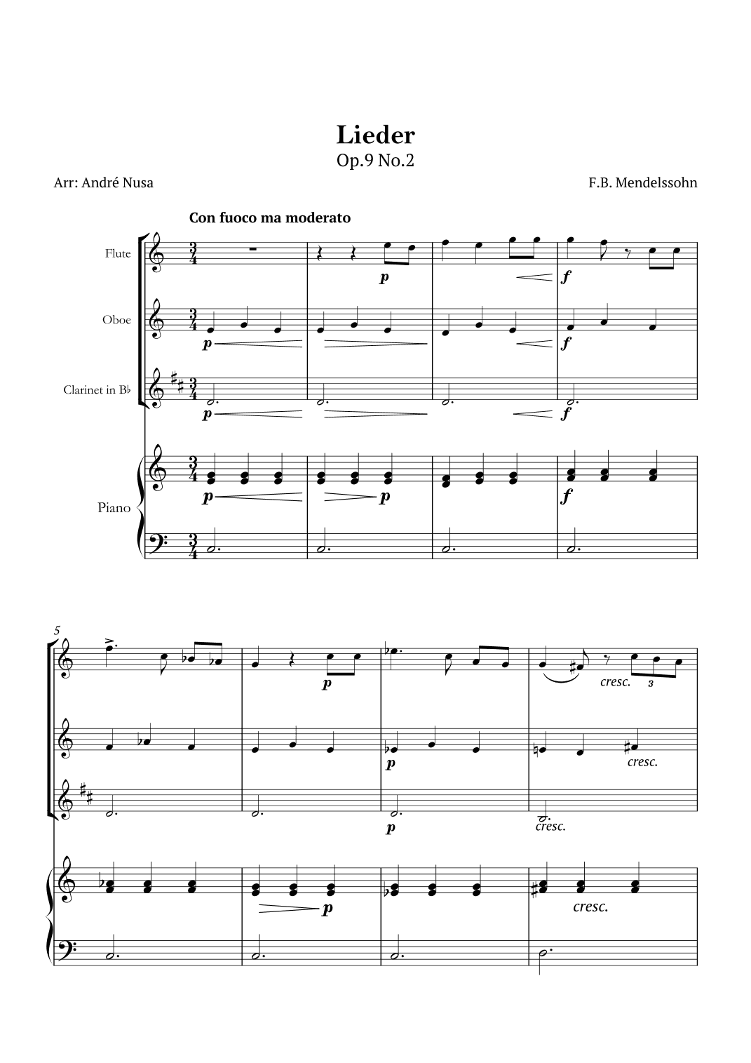 Lieder Op.9 No.2 (arr. André Nusa)