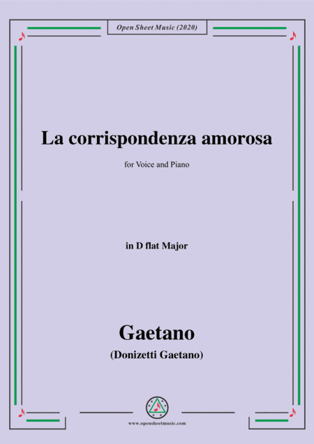 Donizetti-La corrispondenza amorosa,in D flat Major,for Voice and Piano (arr. MSM)