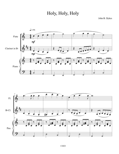 Holy, Holy, Holy (Flute and Clarinet Duet with Piano Accompaniment) (arr. B. C. Dockery)