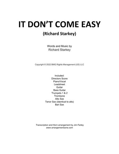 It Don't Come Easy (arr. Jim Farley)