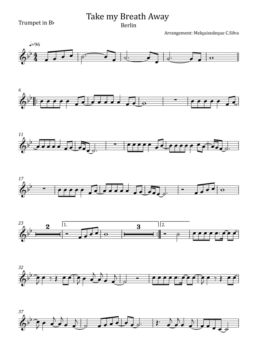 Take My Breath Away (love Theme) (arr. Melquisedeque C.Silva)
