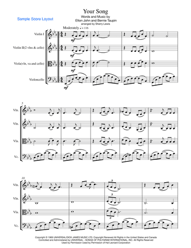 Your Song (arr. Sherry Lewis Publishing)