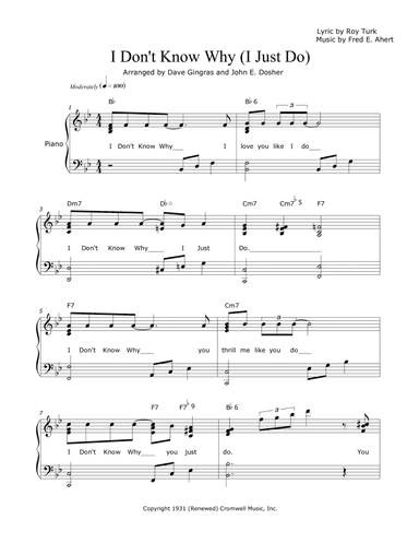I Don't Know Why (i Just Do) (arr. Dave Gingras, John E. Dosher)