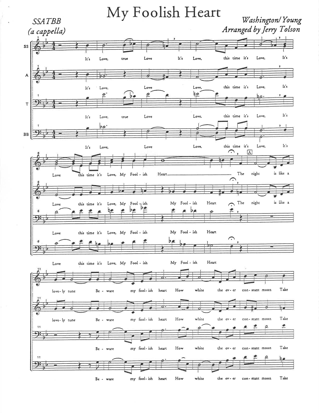 My Foolish Heart (arr. Jerry Tolson)