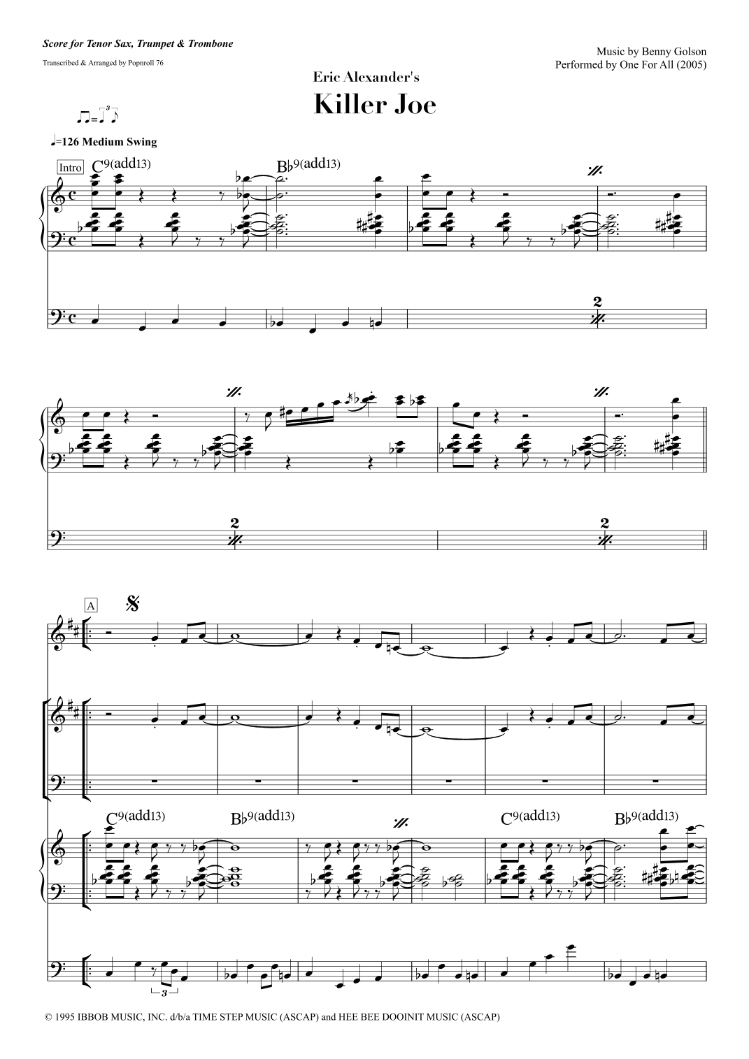 Cool Joe, Mean Joe (killer Joe) (arr. Popnroll 1976)