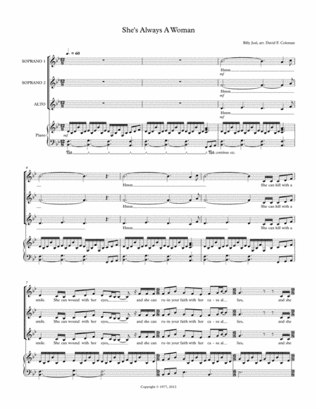 She's Always A Woman (arr. David F. Coleman)