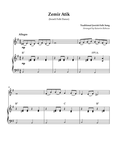 Zemir Atik (Israeli Folk Dance) (arr. Kaiserin Rebecca)