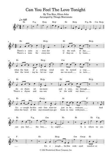 Can You Feel The Love Tonight (arr. Thiago Marconato)