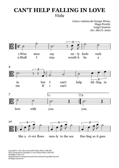 Can't Help Falling In Love (arr. Alex E.)