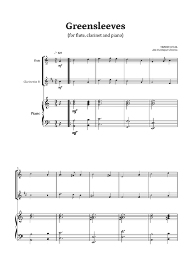 What Child Is This? (Greensleeves) - for flute, clarinet and piano (arr. Henrique Oliveira)