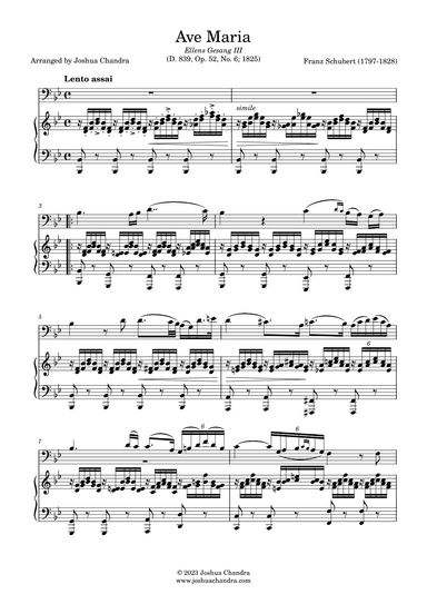 Ave Maria by Schubert (Piano & Cello Parts) (arr. Joshua Chandra)