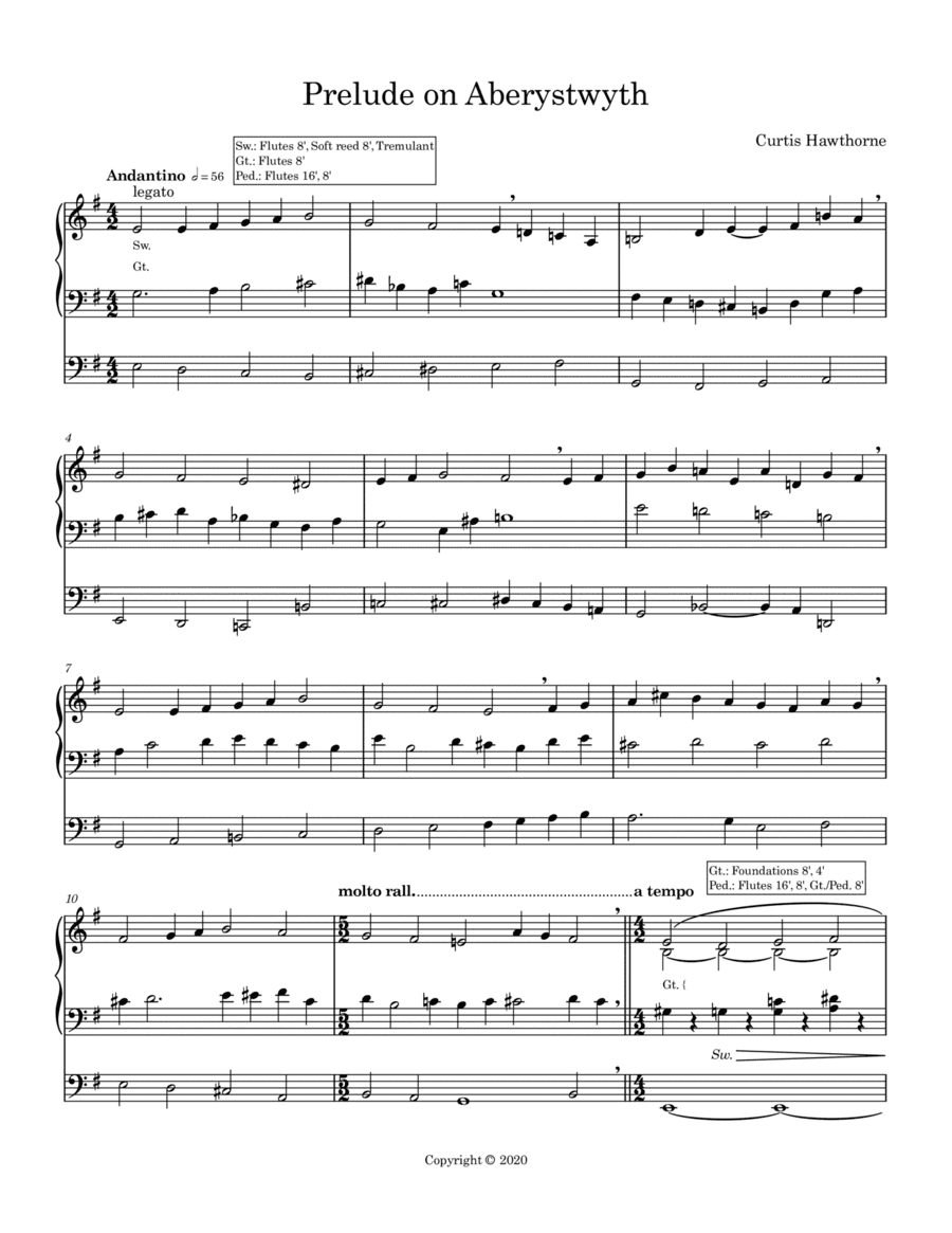 Prelude on Aberystwyth (Jesus, Lover of My Soul)