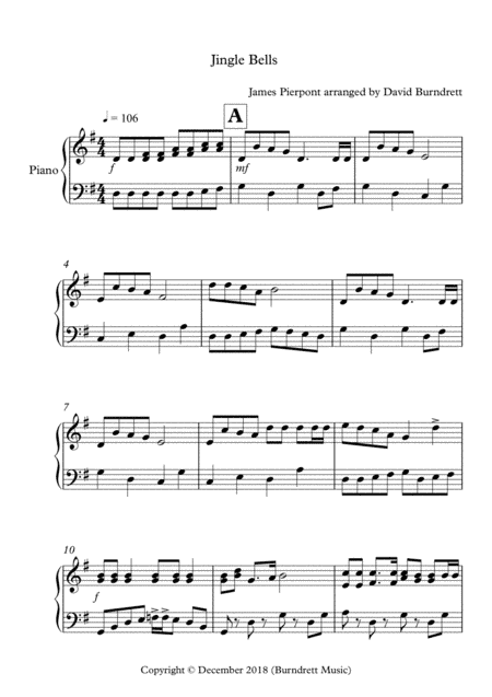 Jingle Bells (Easy Jazzy Version!) for Piano Solo (arr. David Burndrett)