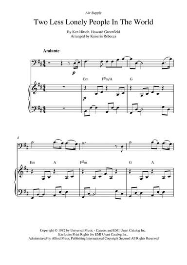 Two Less Lonely People In The World (arr. Kaiserin Rebecca)