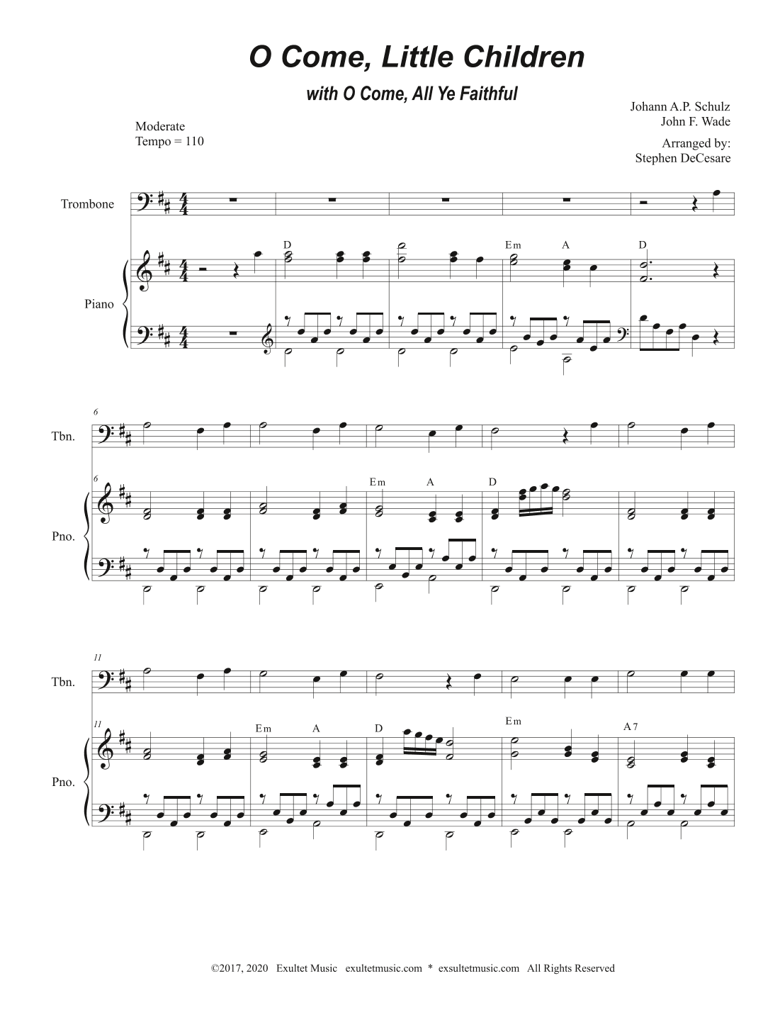 O Come, Little Children (with "O Come, All Ye Faithful") (Trombone solo and Piano) (arr. Stephen DeCesare)