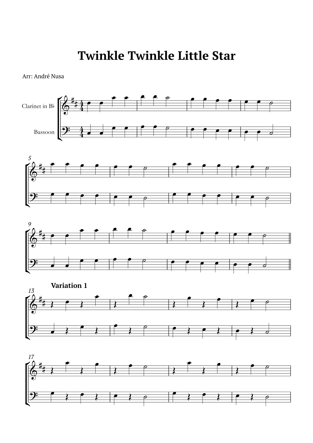 Twinkle Twinkle Little Star Variations (arr. André Nusa)