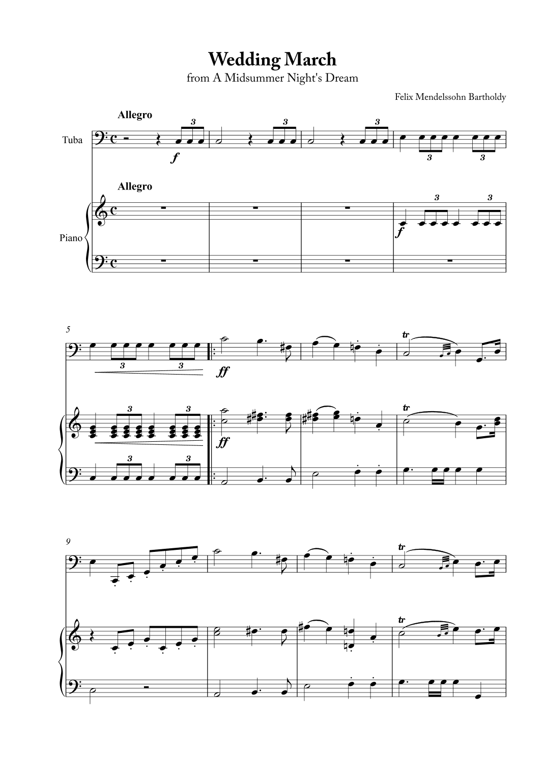 Wedding March - Short Version (arr. Karen Gueiros)