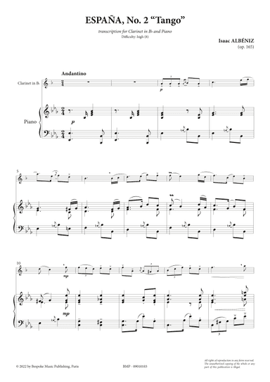 Espana n°2 - Tango - Clarinet Bb (arr. BMP)