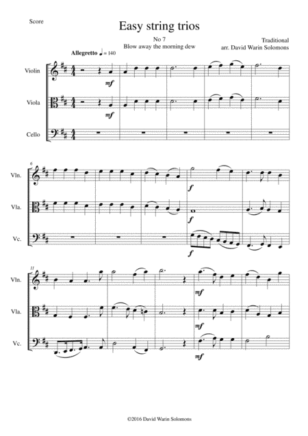 Blow away the morning dew for string trio (arr. David Warin Solomons)