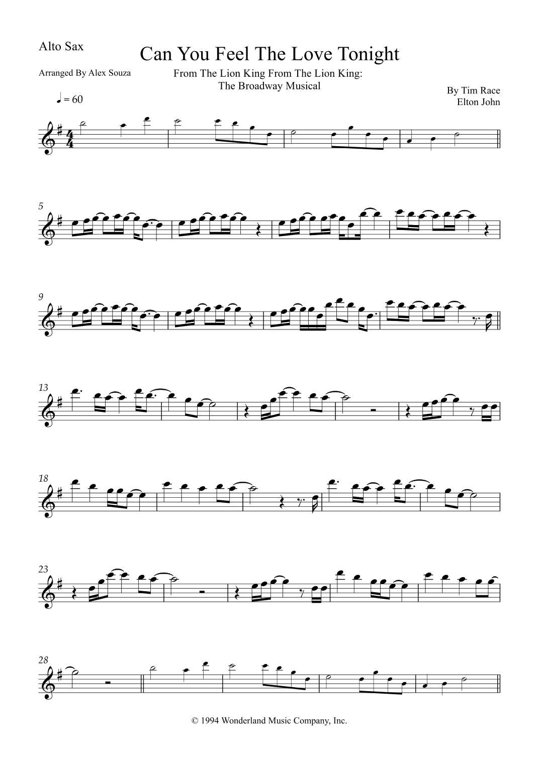 Can You Feel The Love Tonight (arr. Alex Souza)
