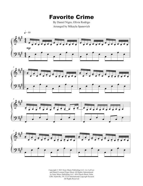 Favorite Crime (arr. Mikayla Spanovich)
