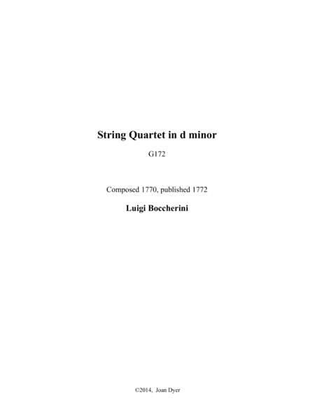 String Quartet in d minor, G.172 (arr. Joan Dyer)