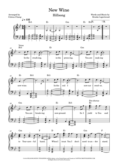 New Wine (arr. Celena Chang)