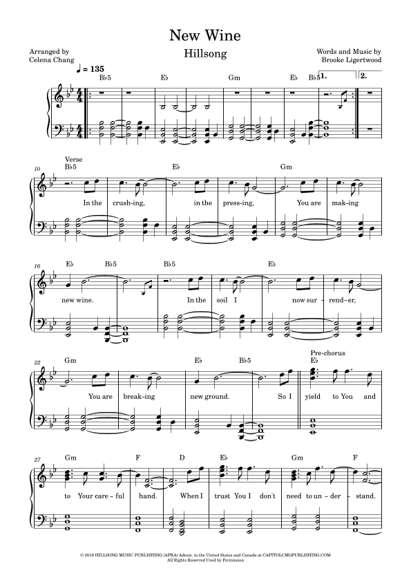 New Wine (arr. Celena Chang)