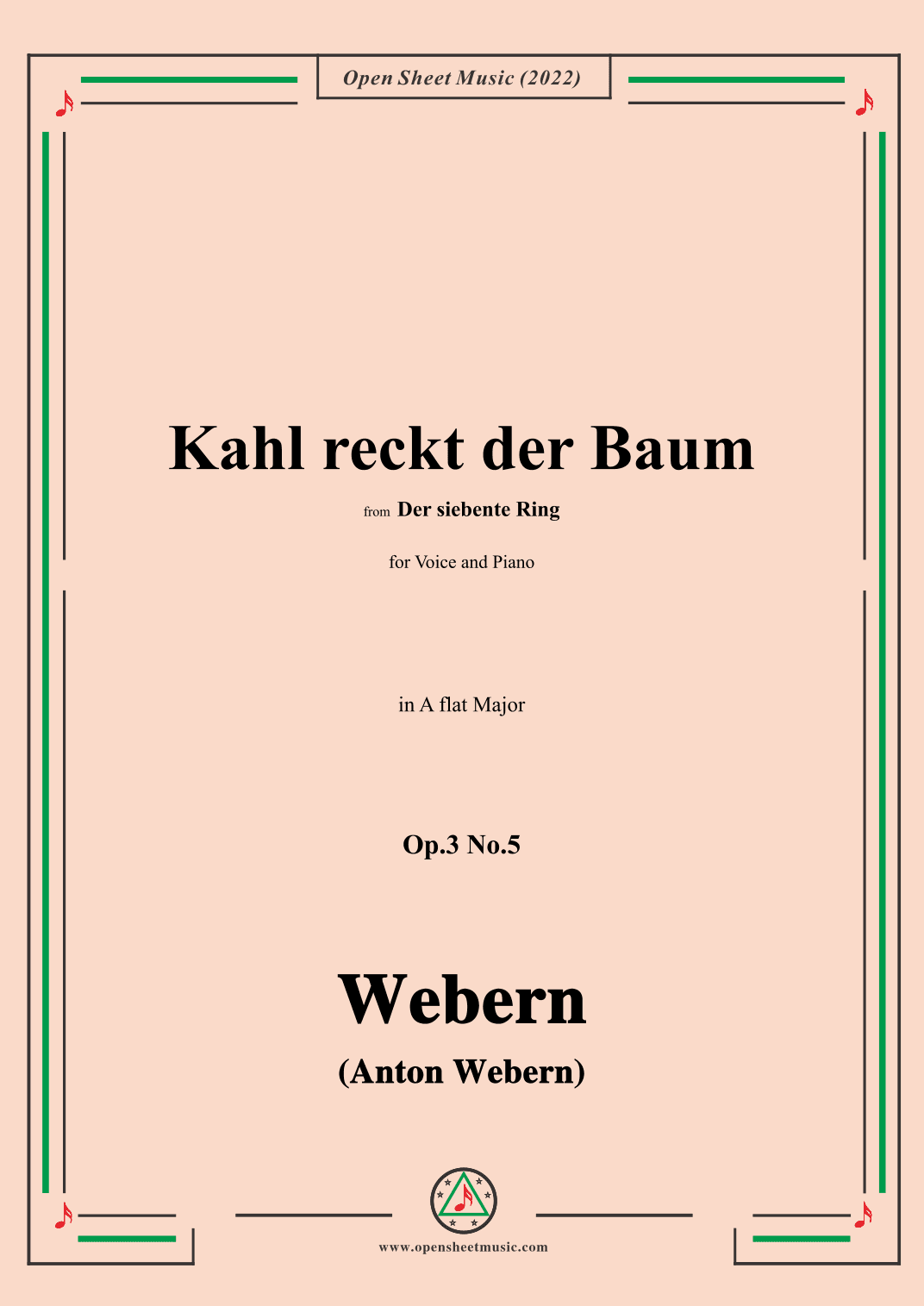 Webern-Kahl reckt der Baum,Op.3 No.5,in A flat Major (arr. OSM Press)