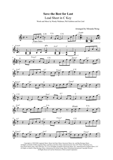 Save The Best For Last (arr. Miranda Wong)