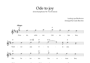 Ode to joy - Beethoven Lead sheet Chords (arr. Cadu Barcelos)
