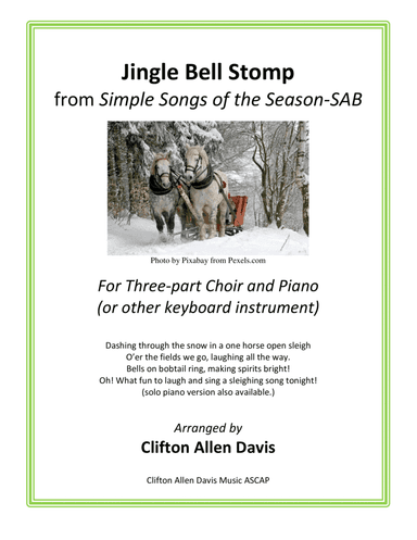 Jingle Bell Stomp for SAB choir and piano, arr. by Clifton Davis (arr. Clifton Allen Davis, ASCAP)