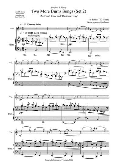 Burns Songs - Set 2 - Violin & Piano - TK Murray