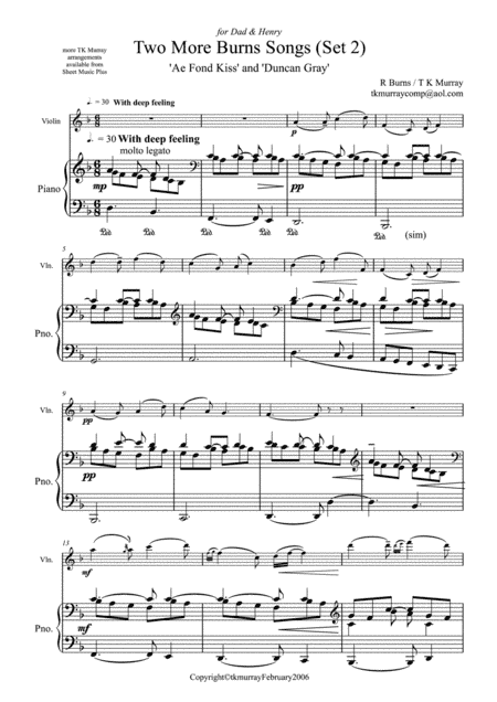 Burns Songs - Set 2 - Violin & Piano - TK Murray
