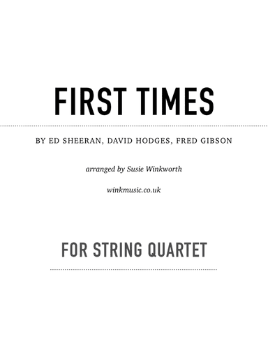 First Times (arr. Susie Winkworth winkmusic.co.uk)