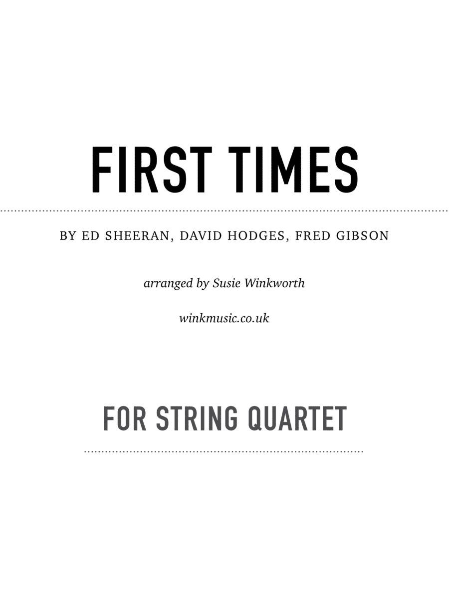 First Times (arr. Susie Winkworth winkmusic.co.uk)