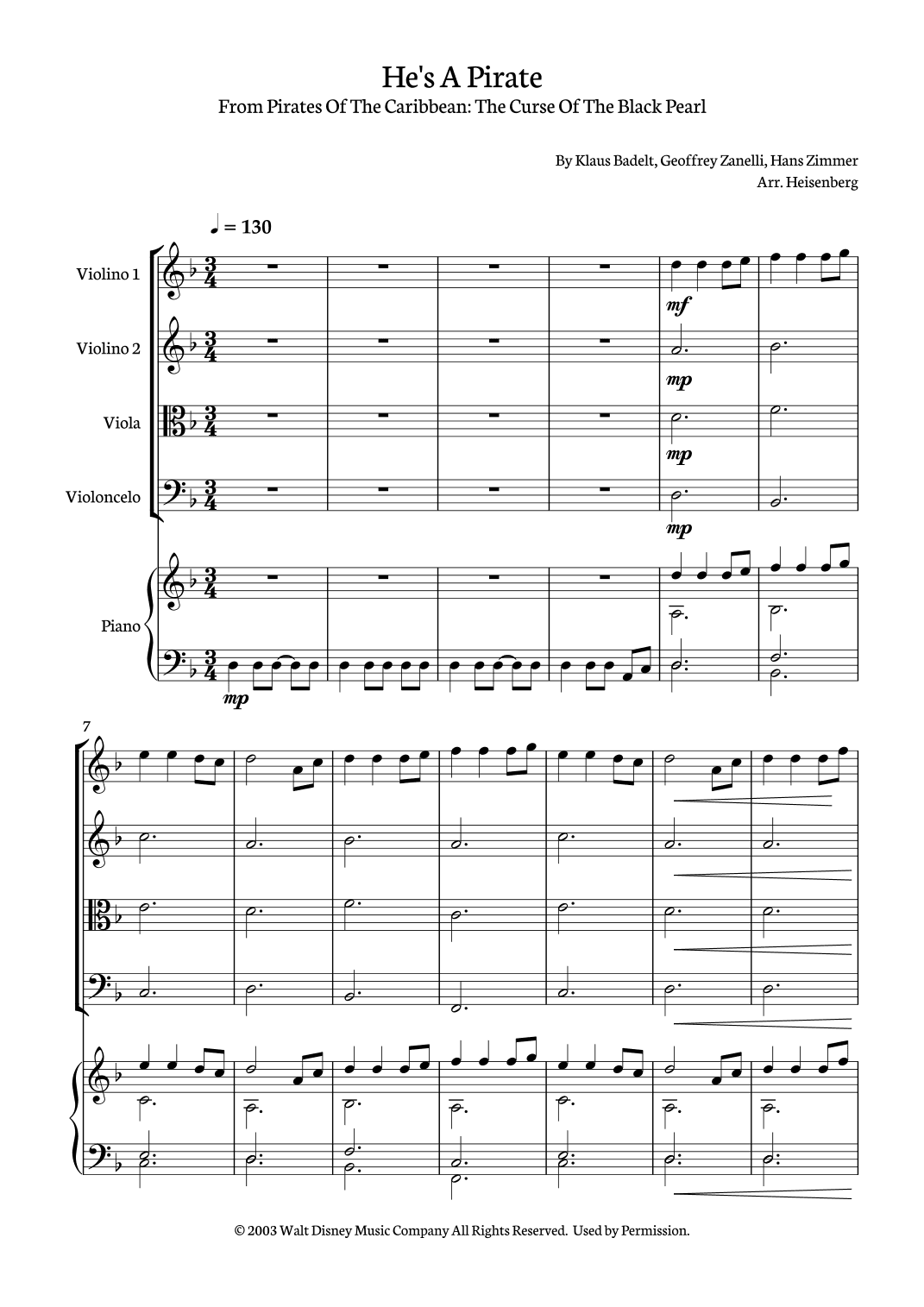 He's A Pirate (arr. Heisenberg)