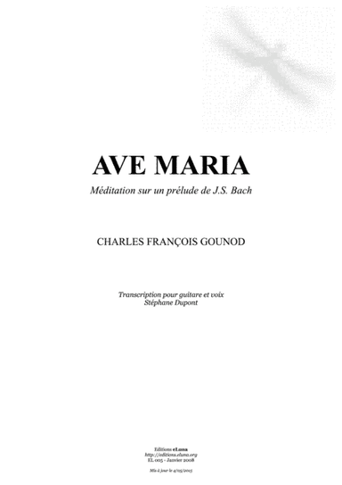 Ave Maria, Méditation sur un prélude de J.S. Bach (arr. Stéphane Dupont)
