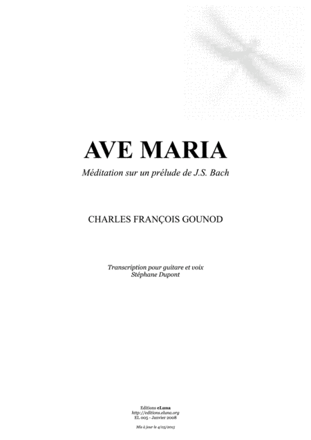 Ave Maria, Méditation sur un prélude de J.S. Bach (arr. Stéphane Dupont)