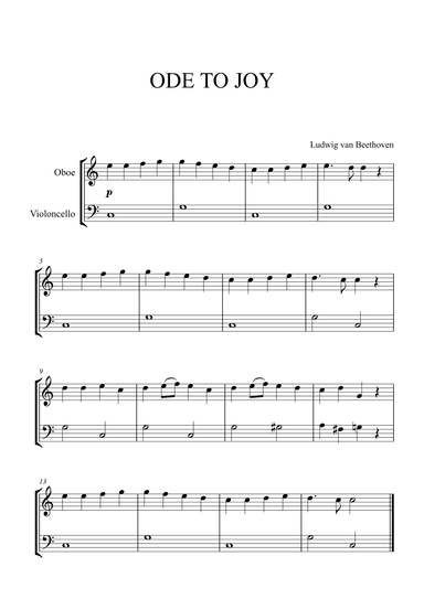 Beethoven - Ode to Joy for Oboe and Cello (arr. Cadenza Editions)