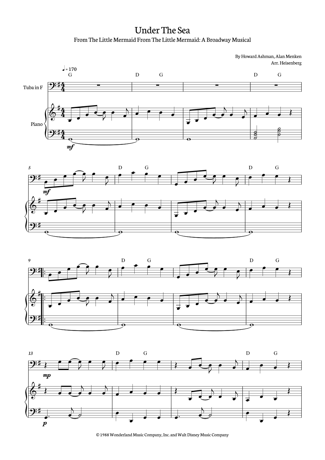 Under The Sea (arr. Heisenberg)