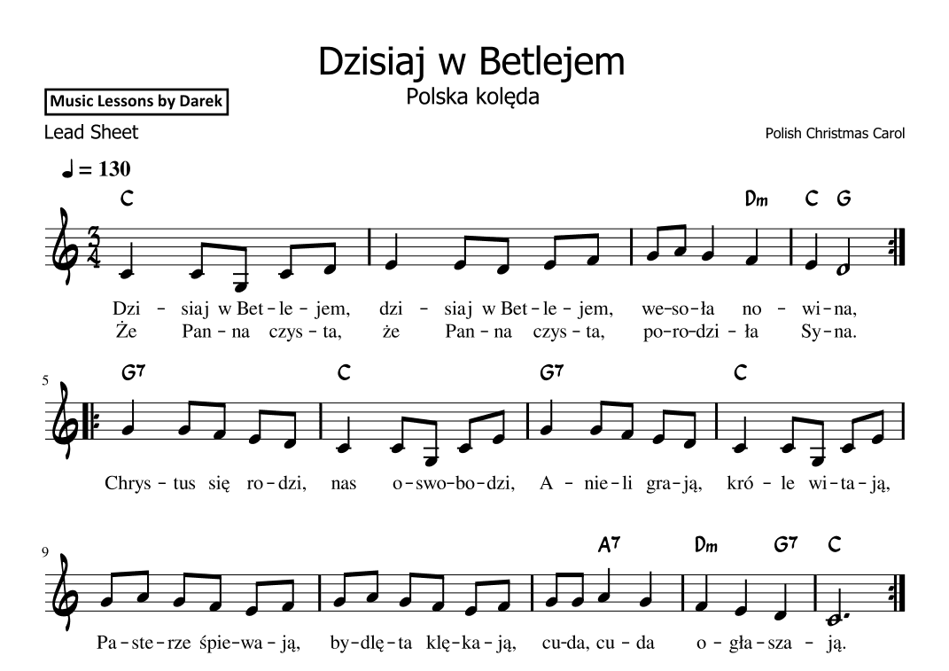 Dzisiaj w Betlejem (Polish Christmas Carol) [Lead Sheet] (arr. Darek)
