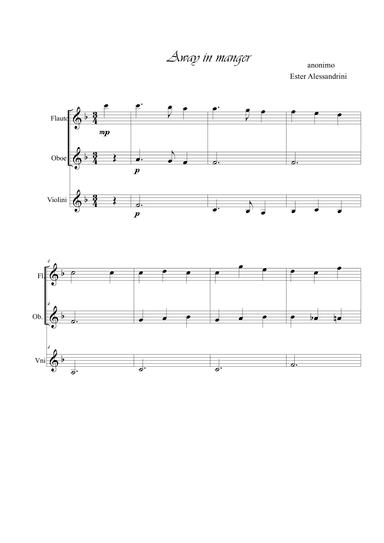 Away in a manger. Flute, oboe and violin trio (arr. Ester Alessandrini)