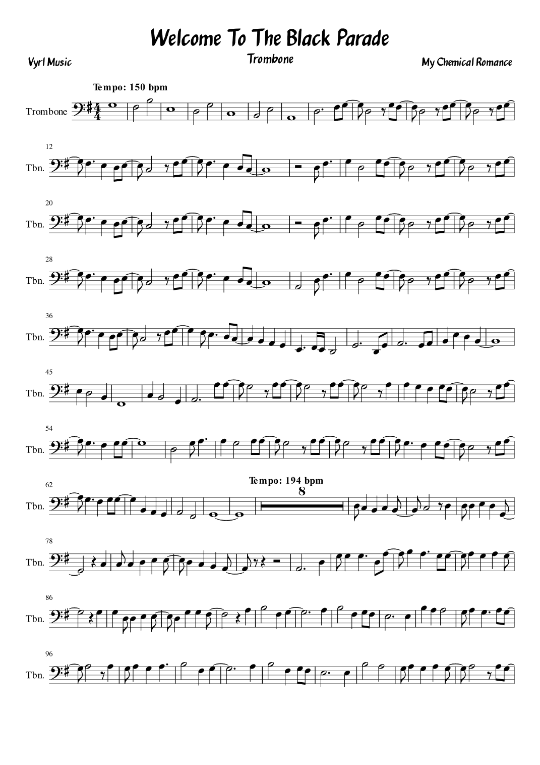 Welcome To The Black Parade (arr. Vyrl)