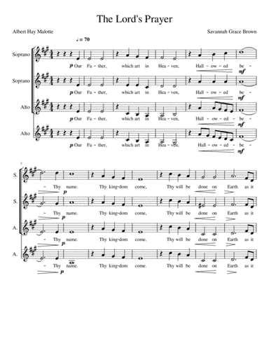 The Lord's Prayer (arr. Savannah Grace Brown)