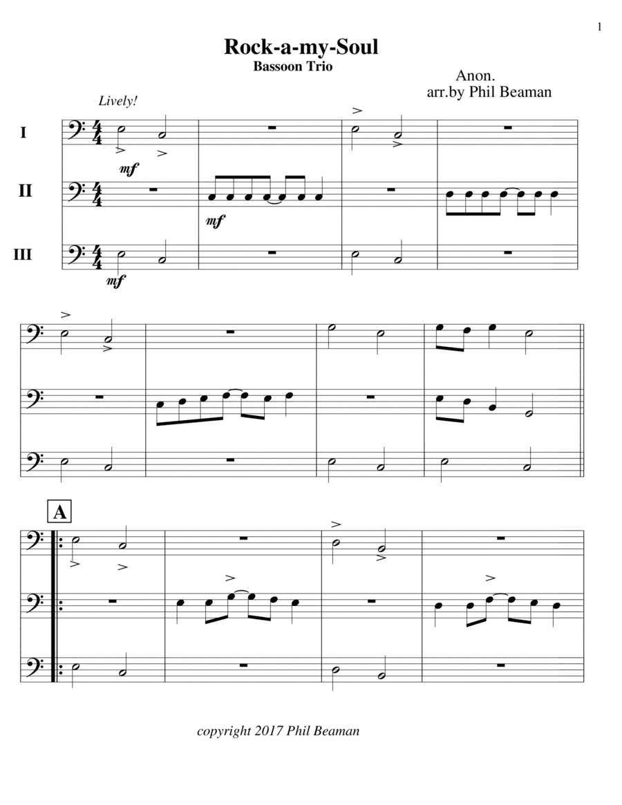 Rock-a-my-Soul -  Bassoon Trio (arr. Phil Beaman)