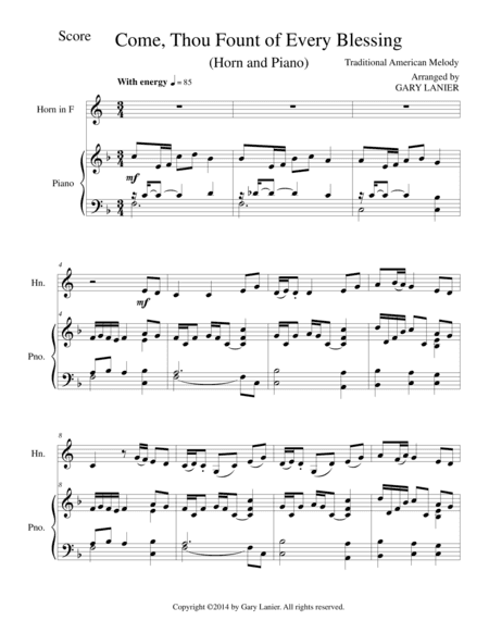 COME, THOU FOUNT OF EVERY BLESSING (Horn/Piano and Horn Part) (arr. Gary Lanier)