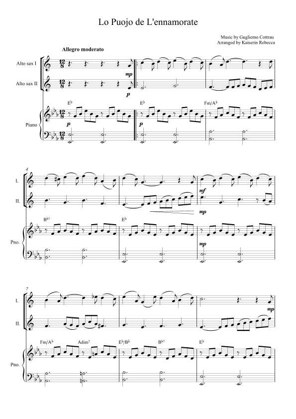 Lo Puojo de L'ennamorate (The Young Man in Love) (arr. Kaiserin Rebecca)