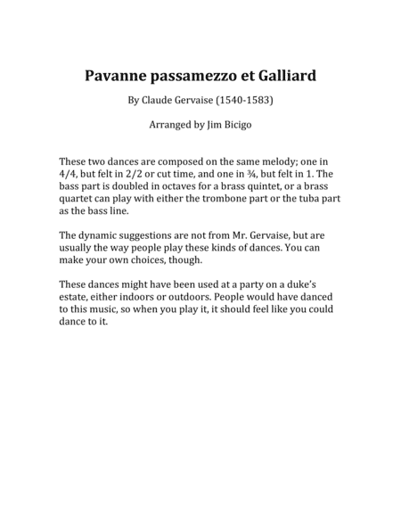 Pavanne passa mezzo et Galliard (arr. Jim Bicigo)
