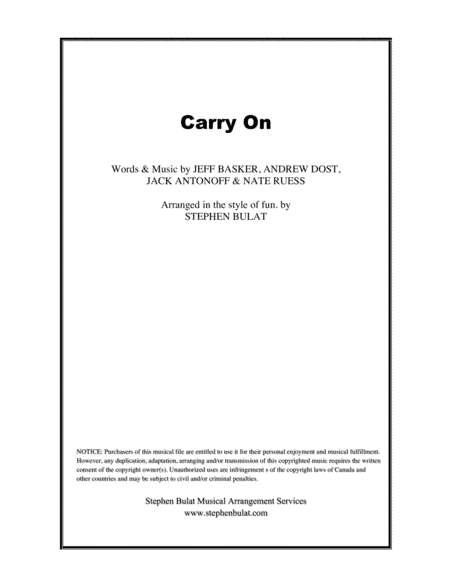 Carry On (arr. Stephen Bulat)